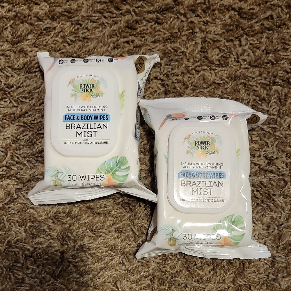 2packs Brazilian Mist Face & Body Wipes